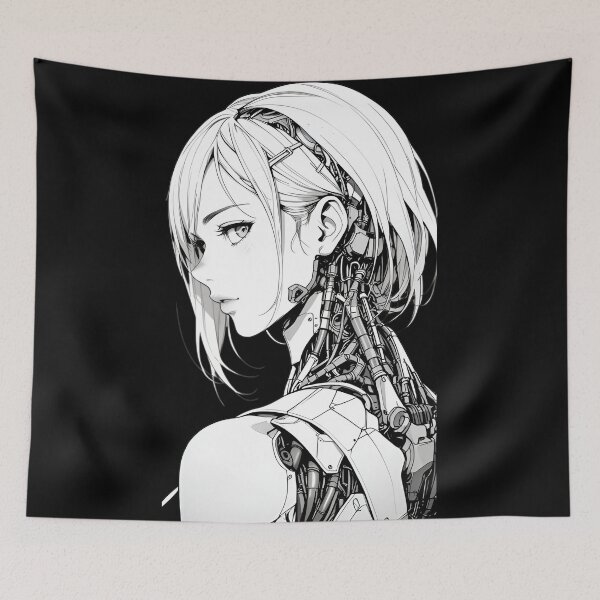 Item preview, Cyberpunk Android Girl – Futuristic Anime Cyborg Portrait designed and sold by Dyan4.