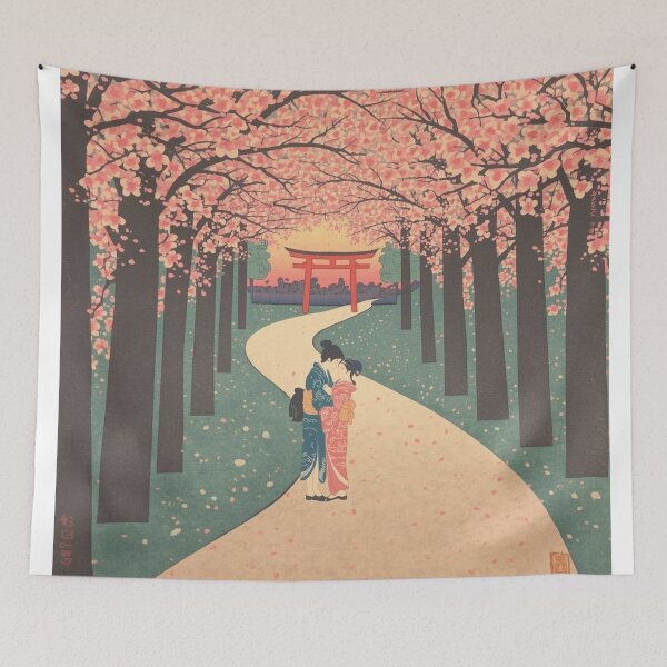 Item preview, Japanese Ukiyoe Cherry Blossom Pathway Sakura Tunnel Art designed and sold by Vandy Fullam.