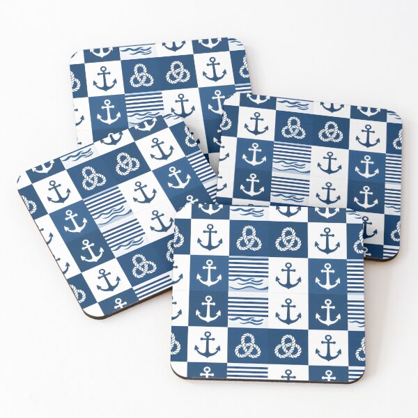 Item preview, Blue Nautical Anchor and Rope Seamless Patchwork Pattern designed and sold by CharlieDesings.