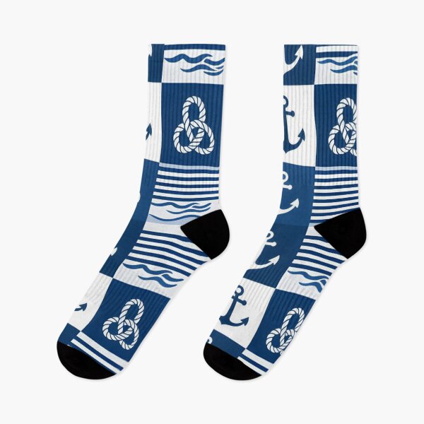 Item preview, Blue Nautical Anchor and Rope Seamless Patchwork Pattern designed and sold by CharlieDesings.