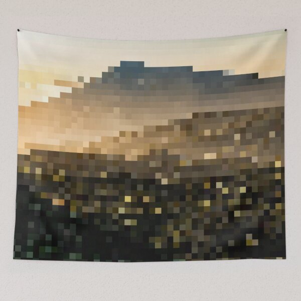 Item preview, Pixelated Foggy Mountain Scene designed and sold by Potato Quality Prints.