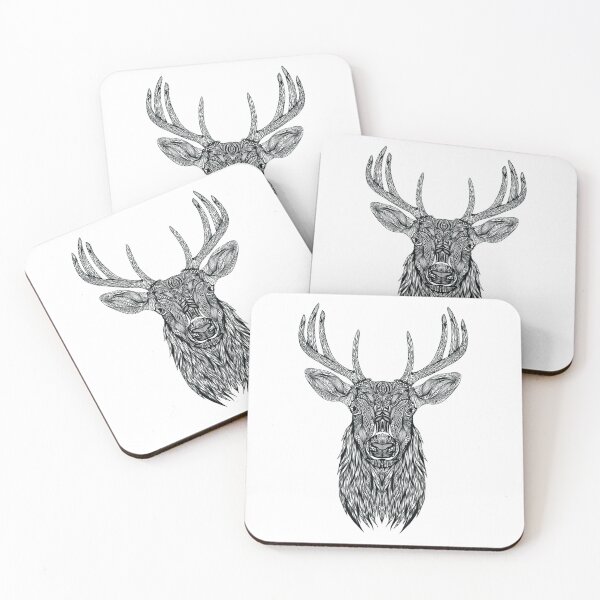 Item preview,  Deer Calm powerful woods creature  wildlife ornament outline black designed and sold by PolaMaku.