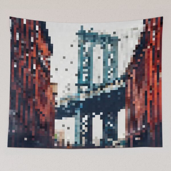 Item preview, Pixelated View of Manhattan Bridge designed and sold by Potato Quality Prints.