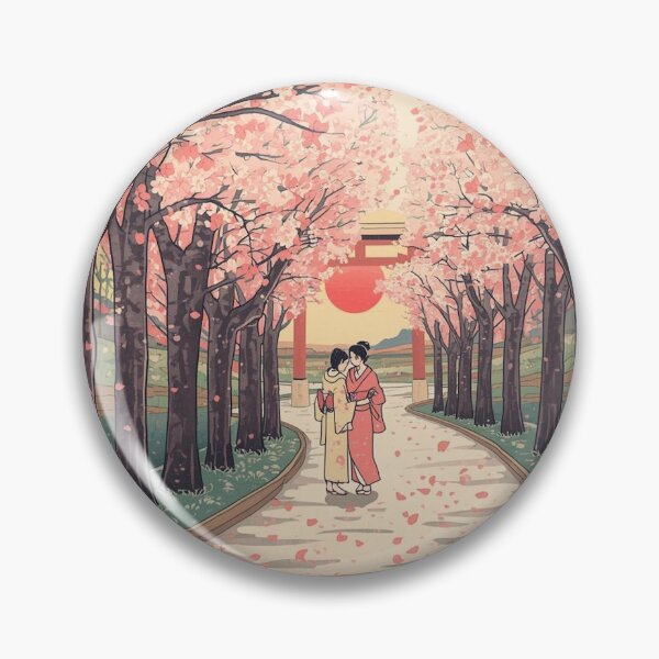 Item preview, Romantic Japanese Ukiyoe Cherry Blossom Pathway Scene designed and sold by Vandy Fullam.