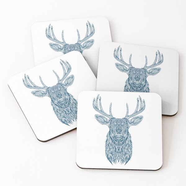 Item preview, Deer Calm powerful woods creature  wildlife ornament outline turquoise   designed and sold by PolaMaku.