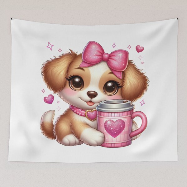 Item preview, Cute Puppy With Coffee Valentine Illustration designed and sold by Lulunza.