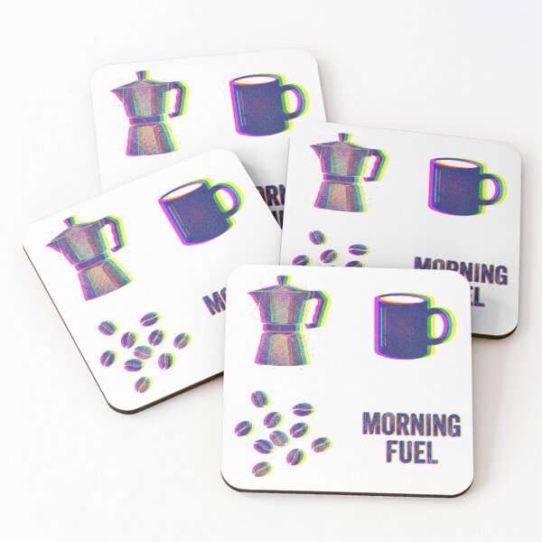 Item preview, Vibrant Retro-Glitch Coffee and Morning Fuel Illustration Set designed and sold by NonditStudio.