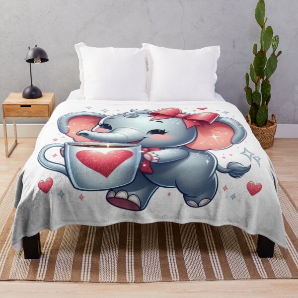 Item preview, Adorable Elephant Drinking Coffee Valentine Art designed and sold by Lulunza.