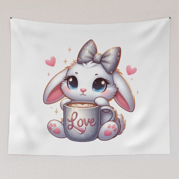 Item preview, Cute Bunny With Love Coffee Cup Illustration designed and sold by Lulunza.