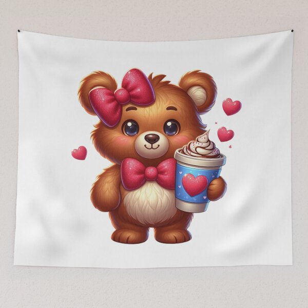Item preview, Cute Teddy Bear With Valentine Coffee Cup designed and sold by Lulunza.