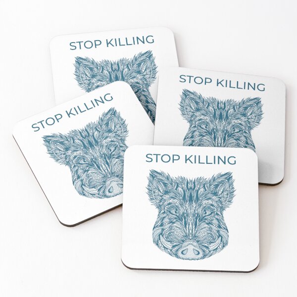 Item preview, Boar Precious Woods Creature  Wildlife Ornament turquoise stop killing designed and sold by PolaMaku.