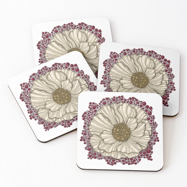 Item preview, White poppy flower red bubble designed and sold by PolaMaku.