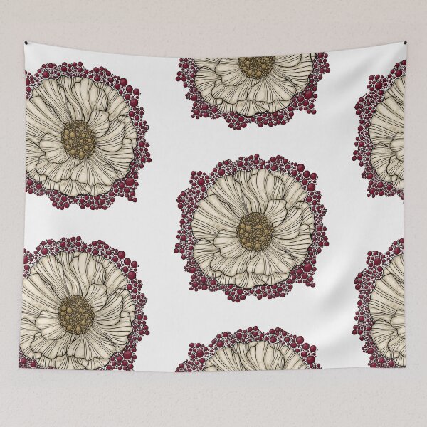 Item preview, White poppy flower red bubble designed and sold by PolaMaku.
