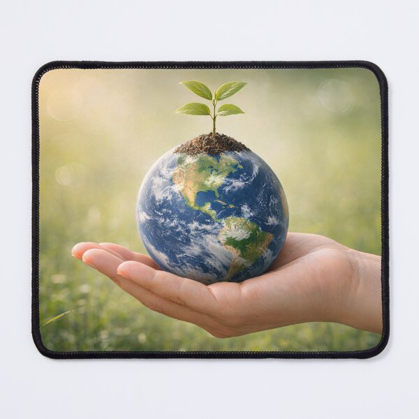 Item preview, Hand Holding Earth With Sprouting Plant Symbolizing Sustainability Environmental Care Growth Hope Responsibility Nature Future designed and sold by Mimoshi ⭐⭐⭐⭐⭐.