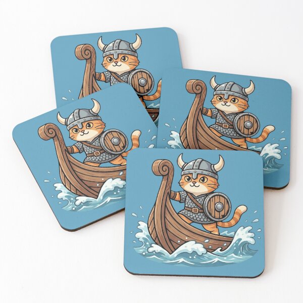 Item preview, Cute Viking Cat on Longship - Norse Warrior Kitten  designed and sold by MythoWorldddd.