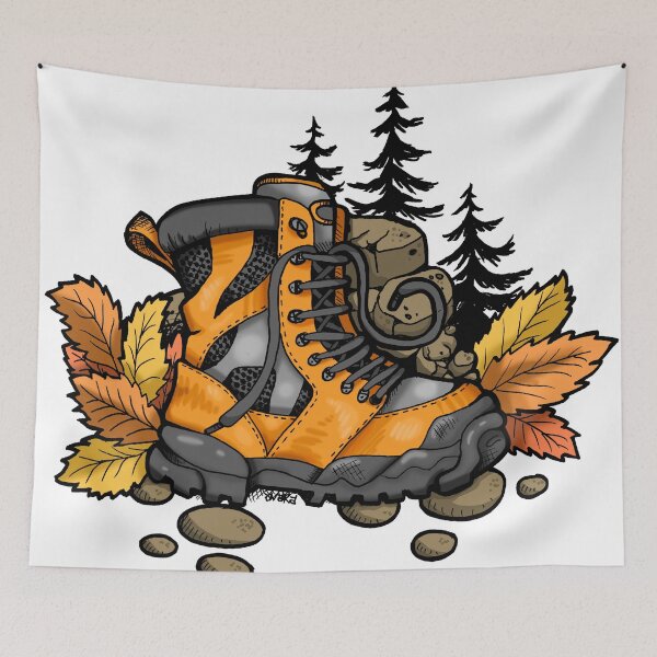 Item preview, Hiking Boot in the Wilderness Illustration designed and sold by Avara-Creative.