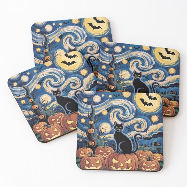 Item preview, Halloween Black Cat Night Art designed and sold by flagylART.