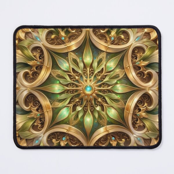Item preview, Emerald Radiance Ornament - Golden Floral Mandala designed and sold by Colorshow-relax.