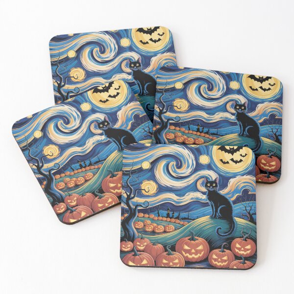 Item preview, Halloween Black Cat Night Art designed and sold by flagylART.