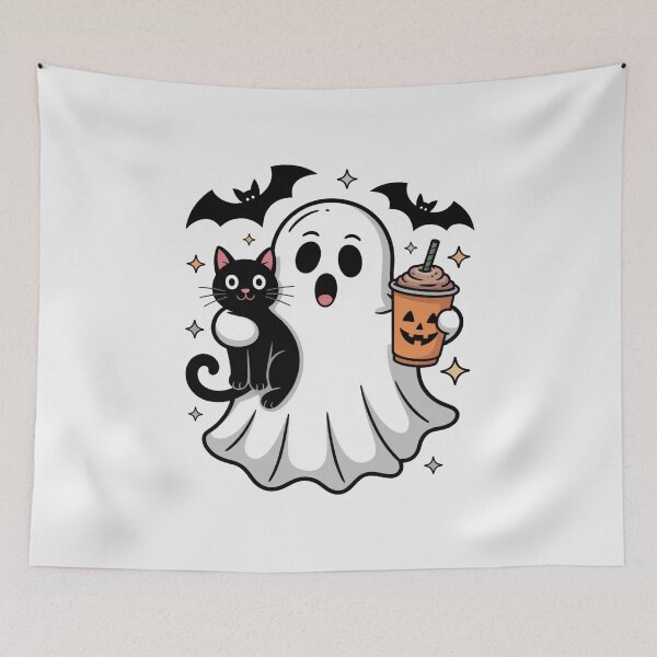 Item preview, Cute Halloween Ghost and Cat designed and sold by flagylART.