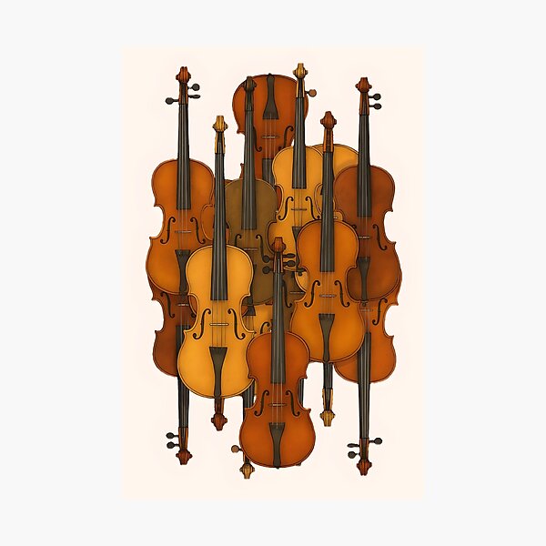 Item preview, Violins Art, Warm Amber Color Decor Classical Music Artwork designed and sold by Neonyx2020.