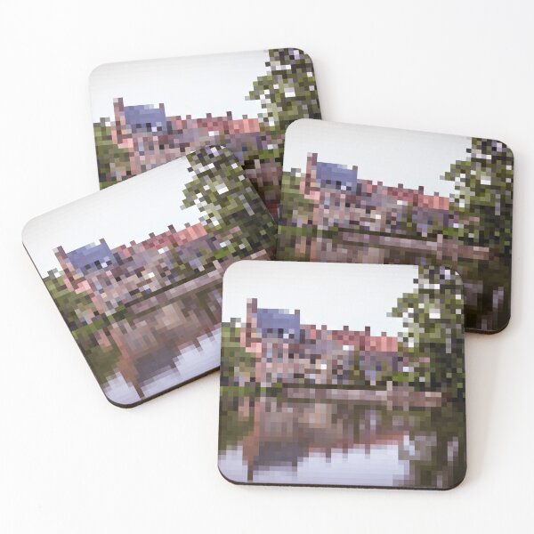 Item preview, Pixelated Bruges Lake Scene designed and sold by Potato Quality Prints.