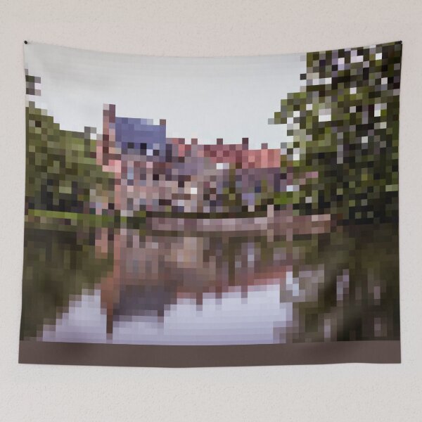 Item preview, Pixelated Bruges Lake Scene designed and sold by Potato Quality Prints.