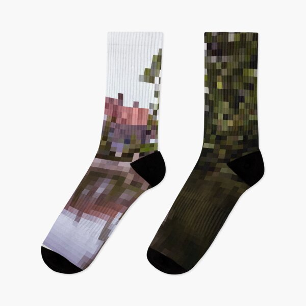 Item preview, Pixelated Bruges Lake Scene designed and sold by Potato Quality Prints.