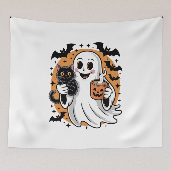 Item preview, Cute Halloween Ghost and Cat designed and sold by flagylART.