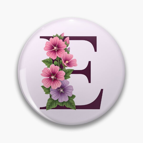 Item preview, Letter "E" in mallow flowers designed and sold by PrintLabStudio.