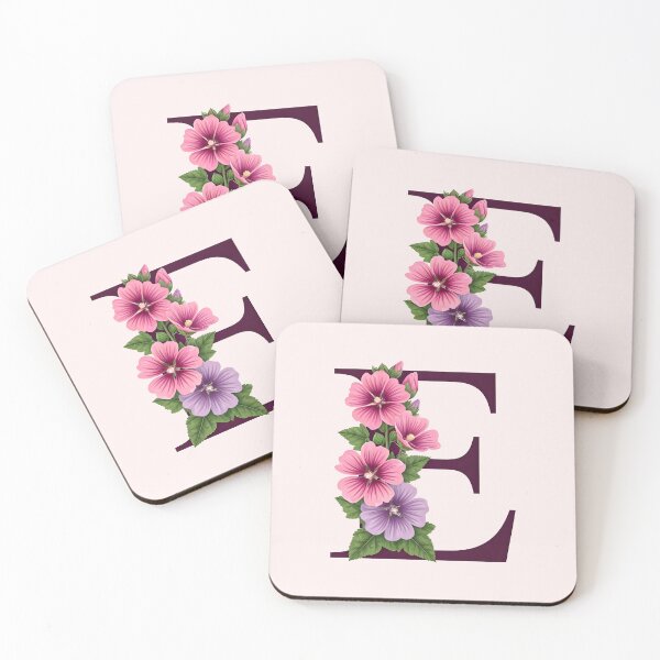 Item preview, Letter "E" in mallow flowers designed and sold by PrintLabStudio.