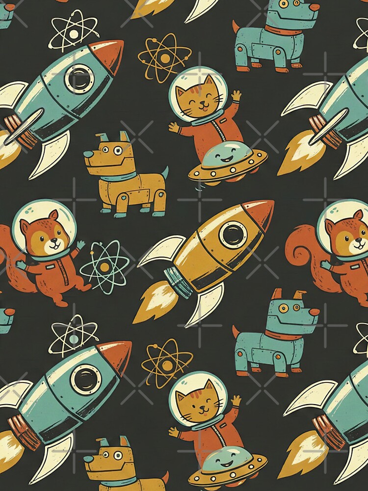 Thumbnail 5 of 5, iPhone Case, Retro Robot Romp Space Pattern designed and sold by SavinMercantile.