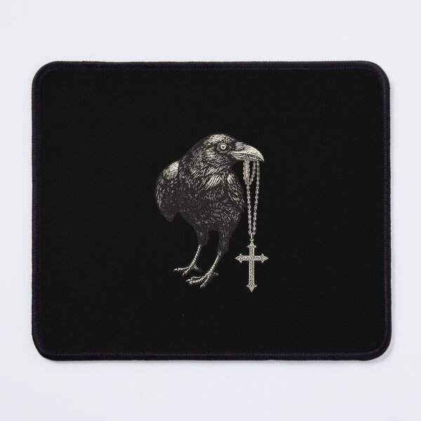 Item preview, Gothic Raven Holding Celtic Cross - Vintage Dark Academia Crow Graphic designed and sold by MOHAMED.