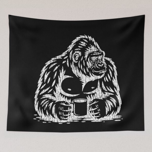 Item preview, Kind Gorilla Coffee Break – Vintage Worn Effect Graphic | Calm Animal Art  designed and sold by paulo silveira.