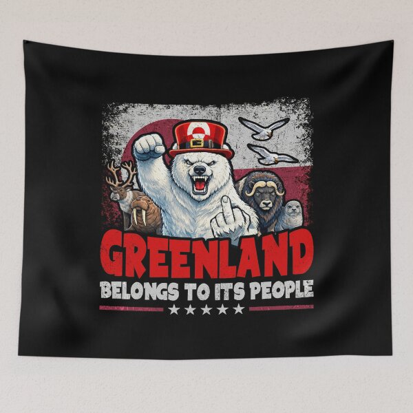 Item preview, Greenland Belongs To Its People – Distressed Flag Statement Graphic designed and sold by PrettyInk.