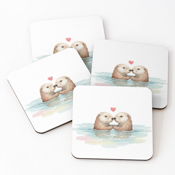 Item preview, Watercolor Otter Sweethearts designed and sold by DisignByPrince.