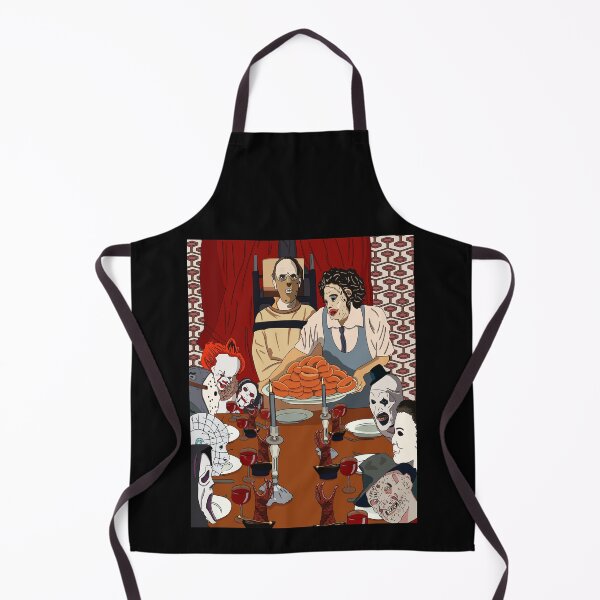 Artikelvorschau, Illustration: Parodie auf ein Abendessen mit Horrorfilm-Ikonen | Kunstdruck im düsteren Horror-Stil entworfen und verkauft von Bored Imagination .