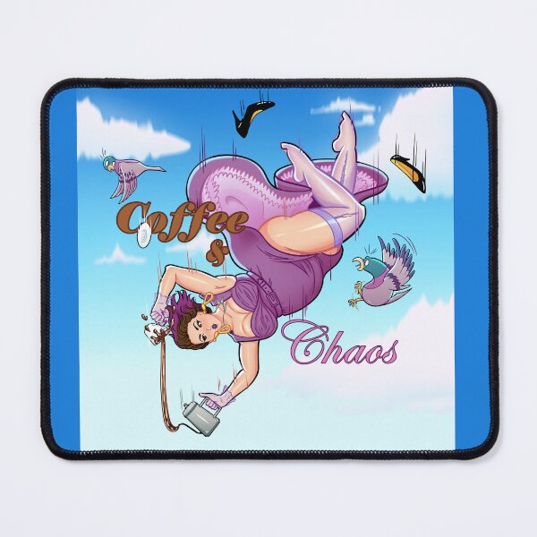 Item preview, Coffee & Chaos fun pin up designed and sold by Riverfox99.