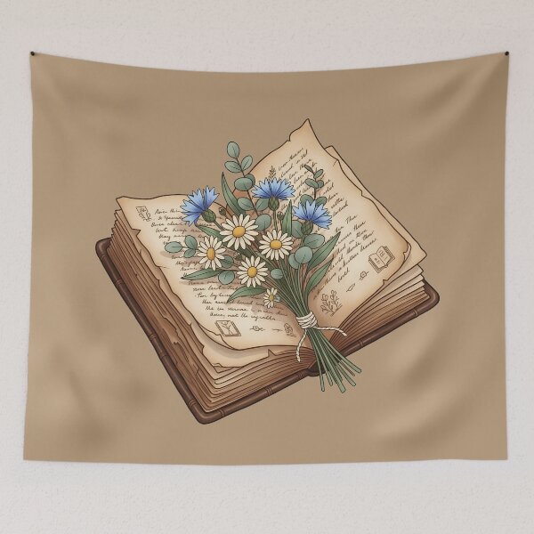 Item preview, Vintage Book & Wildflowers - Dark Academia Art - Cottagecore Aesthetic designed and sold by cozy corner co. .