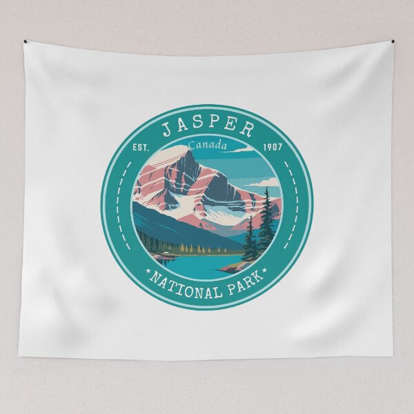 Item preview, Jasper National Park in Alberta, Canada, Vintage Travel Art Circle Emblem designed and sold by MaateoDesign.