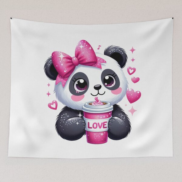 Item preview, Kawaii Panda Latte Love Illustration designed and sold by Lulunza.