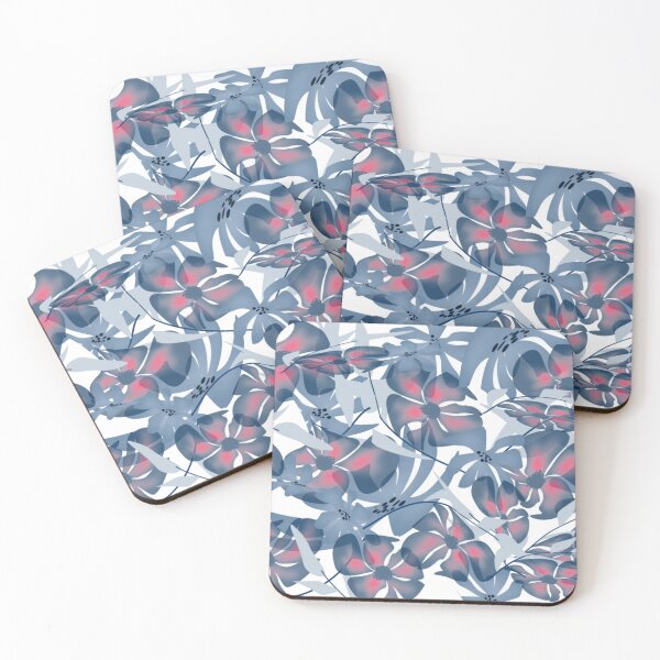 Item preview, Midnight Blossomsfloral design midnight blooms blue and red nature-inspired elegant patterns artistry tranquility modern aesthetics designed and sold by Nature  Nblossom.