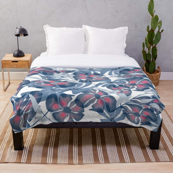Artikelvorschau, Mitternachtsblüten – florales Design, nachtblaue und rote Blüten, von der Natur inspirierte elegante Muster, kunstvolle Eleganz, Ruhe und moderne Ästhetik entworfen und verkauft von Nature  Nblossom.