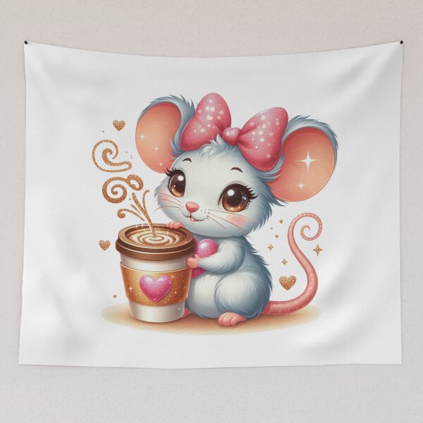Item preview, Cute Mouse Holding Coffee Valentine Art designed and sold by Lulunza.