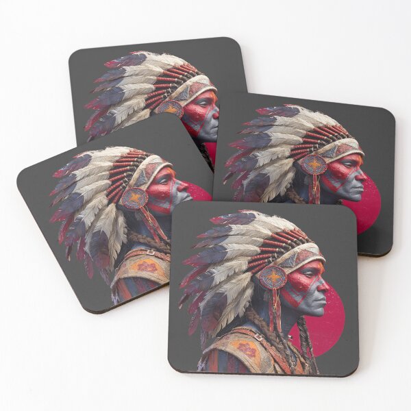 Item preview, Native American Warrior Profile with Feather Headdress  designed and sold by AntAntXD.