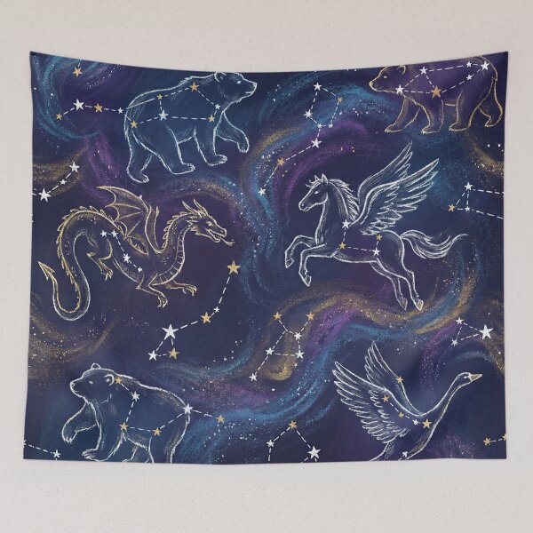 Item preview, Constellation Creatures Celestial Fantasy Illustration Pattern designed and sold by SavinMercantile.