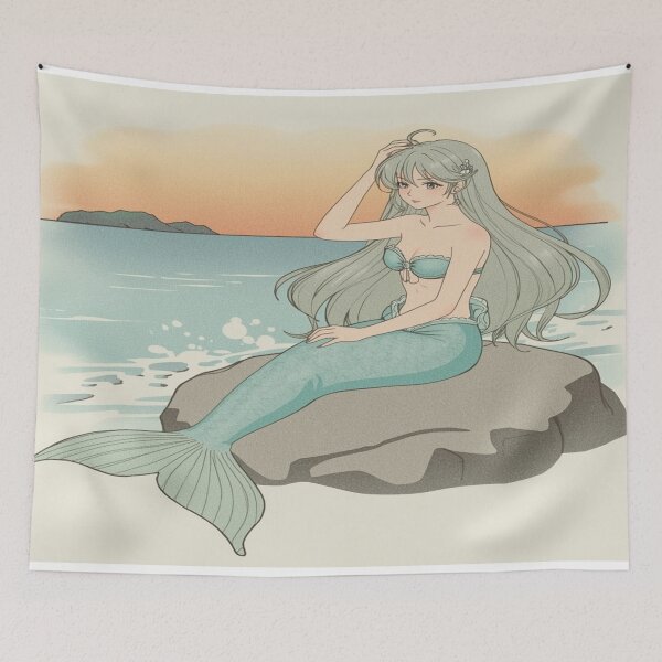 Item preview, Dreamy Anime Mermaid by the Sea designed and sold by DreamistStore.
