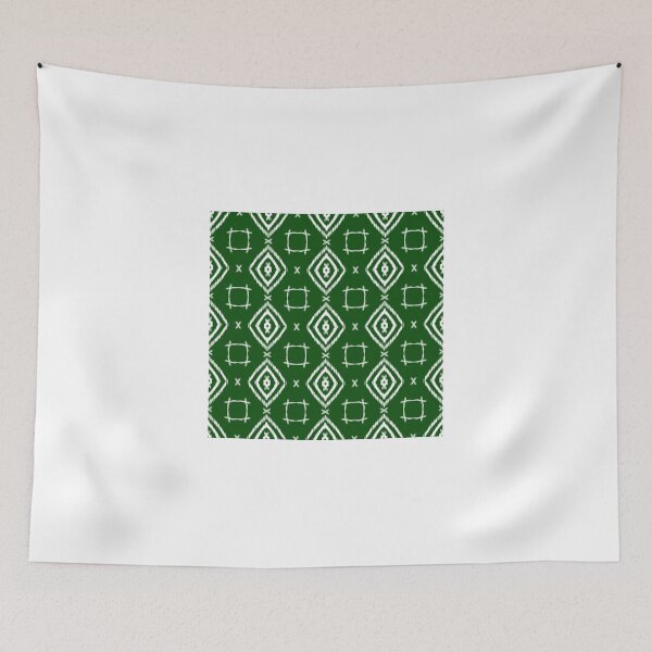 Item preview, Seamless Green and White Ikat Geometric Pattern, Traditional Ethnic Motif for Textile and Home Decor designed and sold by Oabnourza012.