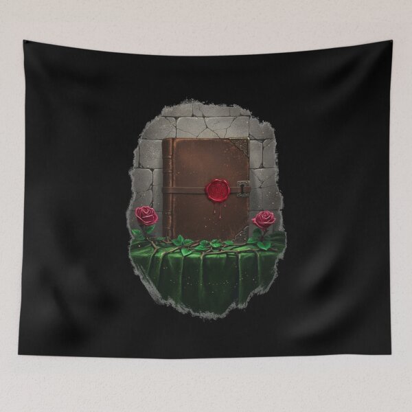 Item preview, Leather Bound Spellbook with Red Wax Seal and Roses – Dark Gothic Romance Art designed and sold by DarkRomanceMom.