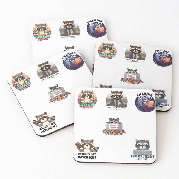 Item preview, Funny Overworked Raccoon Sticker Pack - Sarcastic Office Life Meme Set designed and sold by The Prompted Soul.